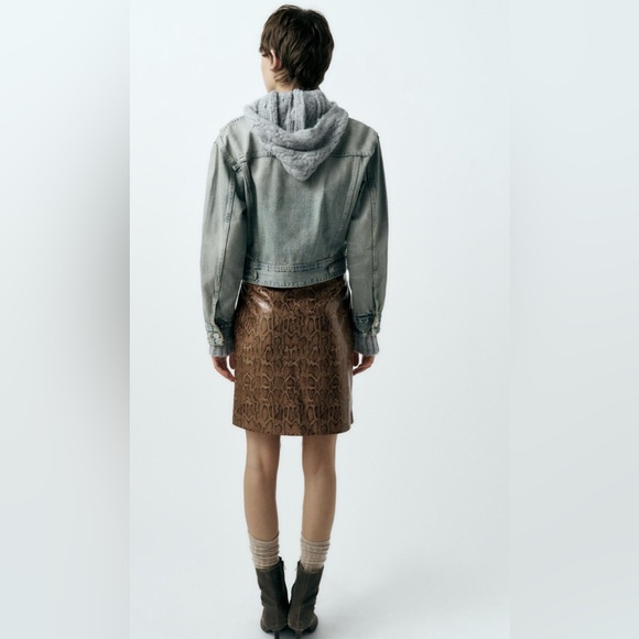 (#133)ZARA Faux Leather Oversized Snakeskin Print Skirt - Picture 5 of 9